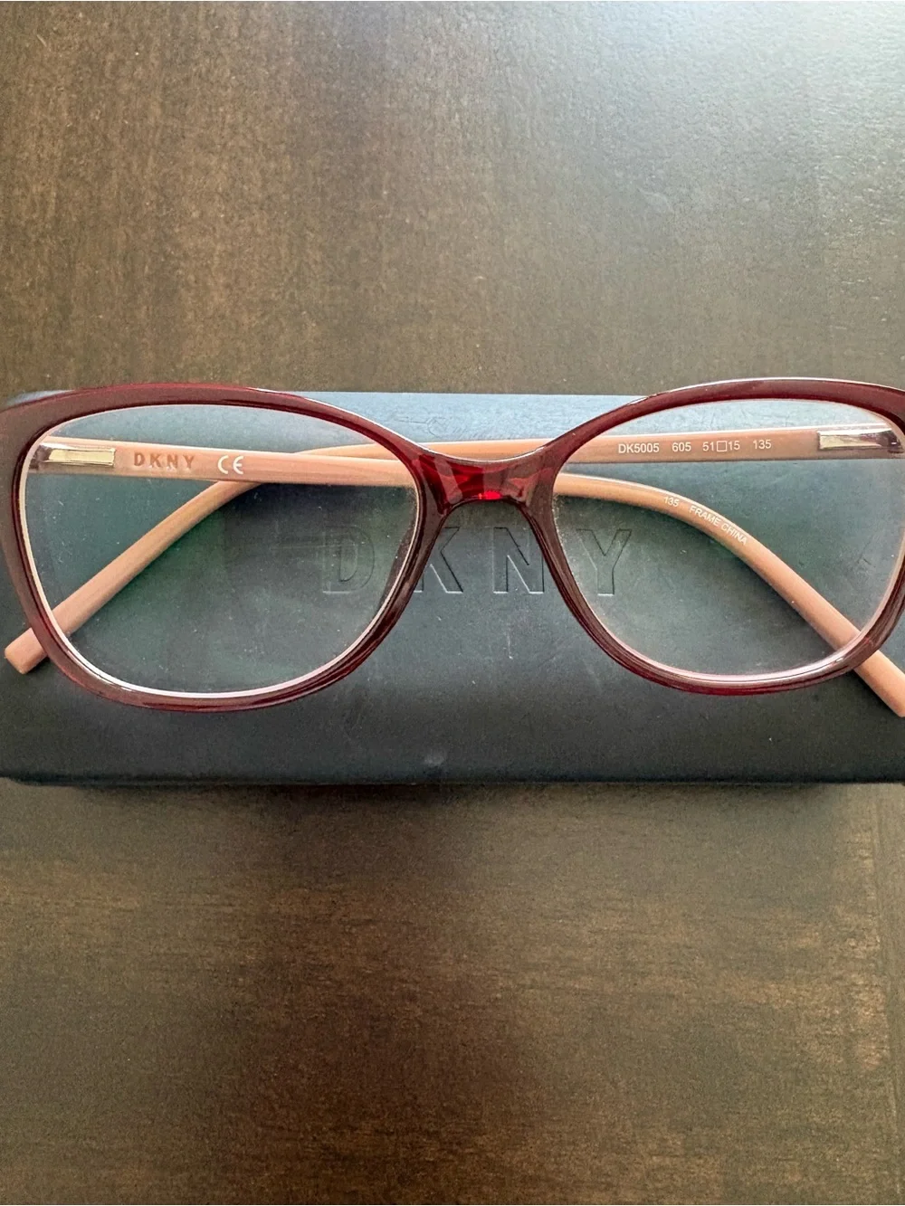 DKNY Burgundy Frame with Blush Temples Women's Glasses